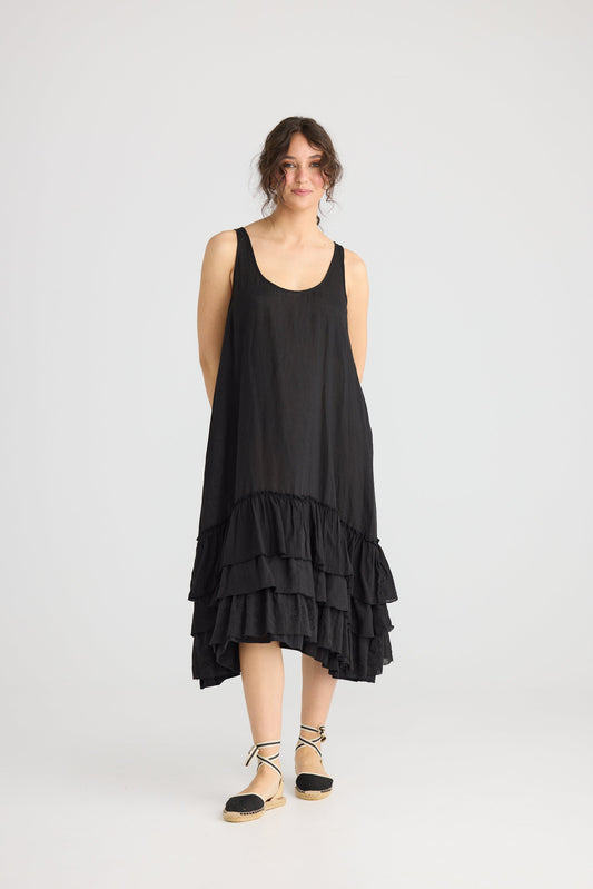 Waterlily linen dress. Licorice