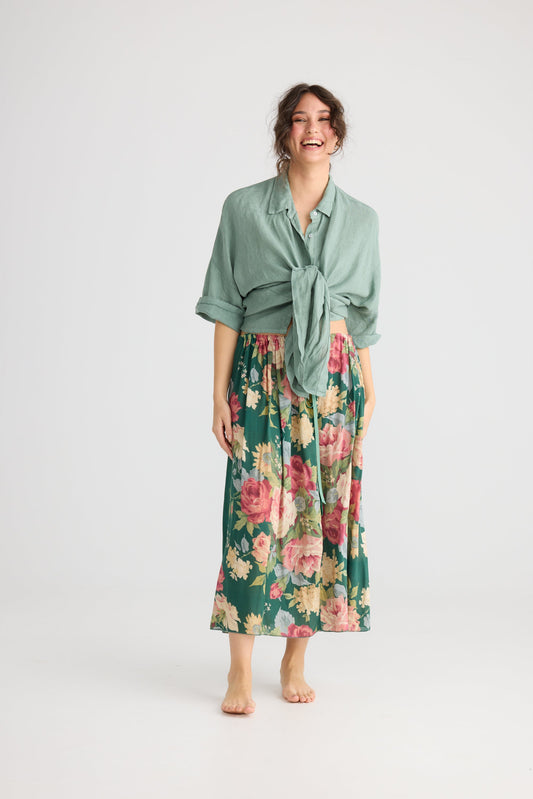 Teddie Linen shirt. Pastel Sage Green