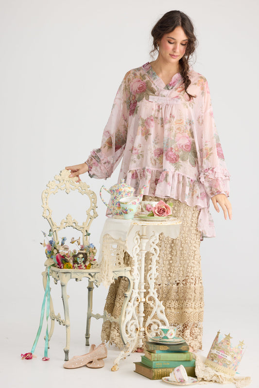 Juliette Chiffon floral top. Tearose