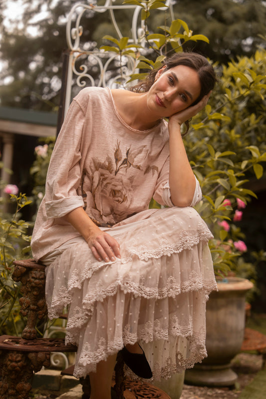 Bonnie Rose Tshirt. Blush Rose
