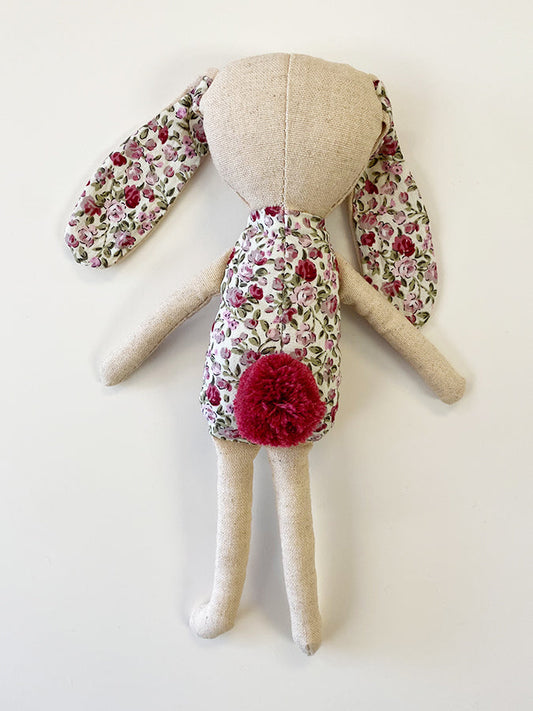Bonnie Bunny Toy. Burgundy Rose