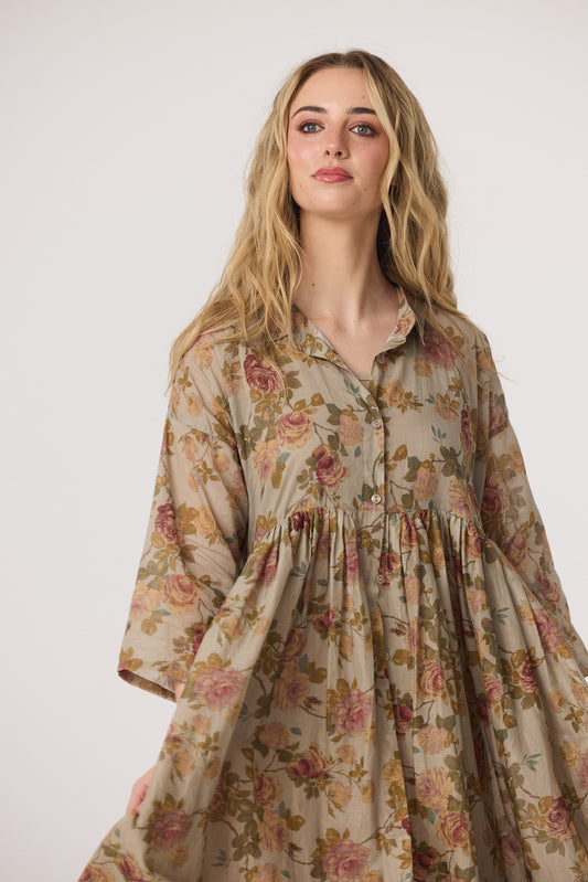 Meadowlark long floral dress. Blue Rose