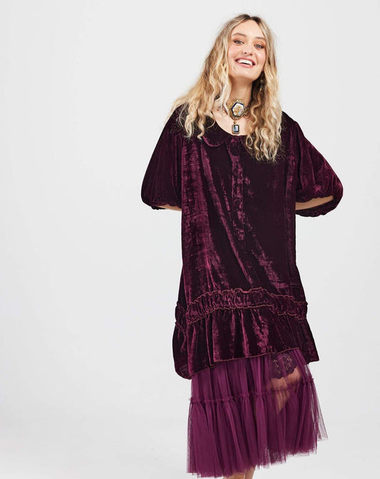 Florentine Velvet Coatdress. Bordeaux
