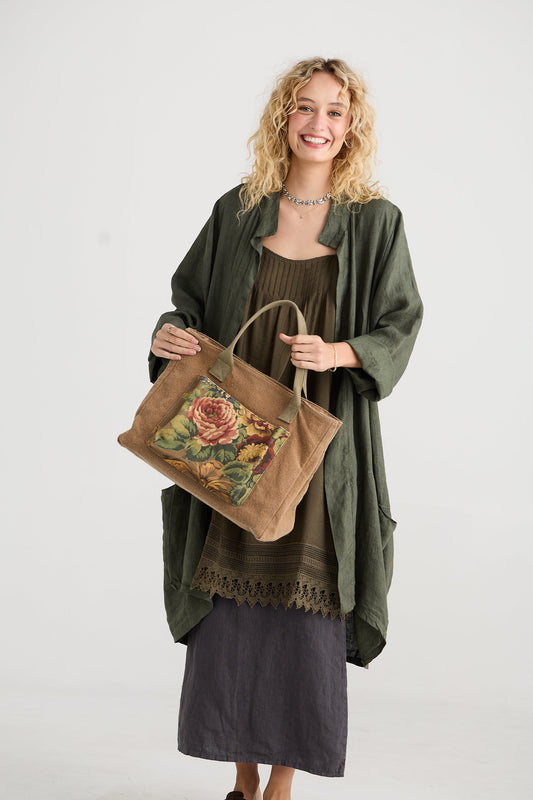 Peregrine linen Tote handbag.