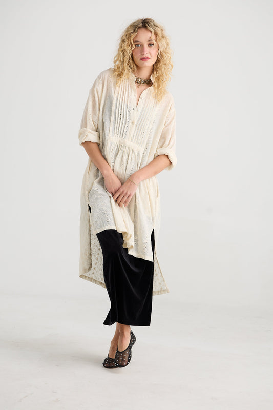 Lorienne Cotton velvet skirt. Ebony
