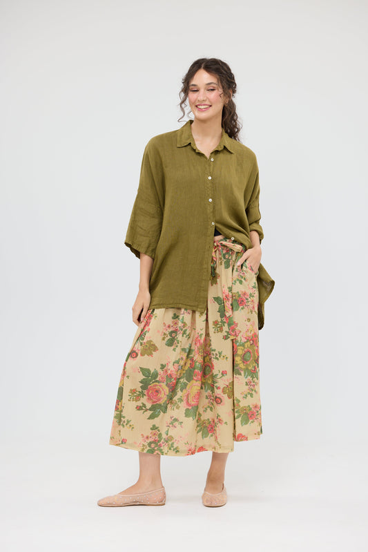 Teddie linen Shirt. Khaki