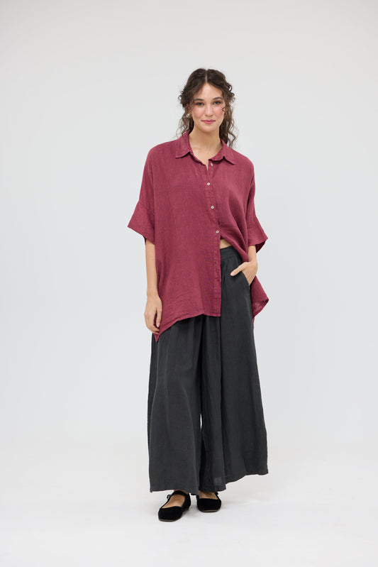 Teddie Linen shirt. Berry
