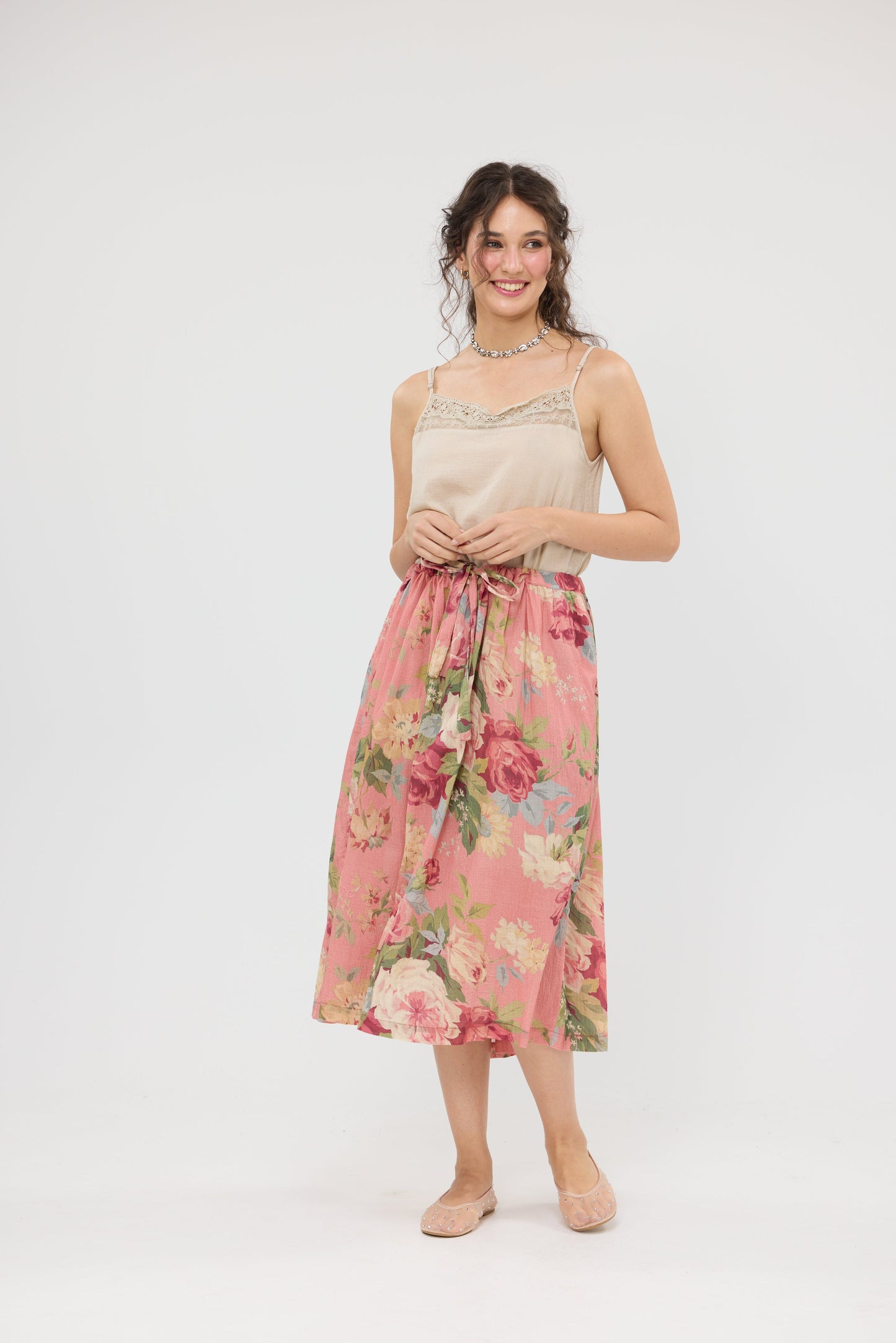 Floral Garland skirt. Coral Rose Garden