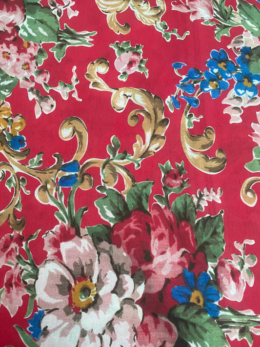 Poetry of Flowers Fabric Collection. Madame Treacle`s Garden . Regency Red