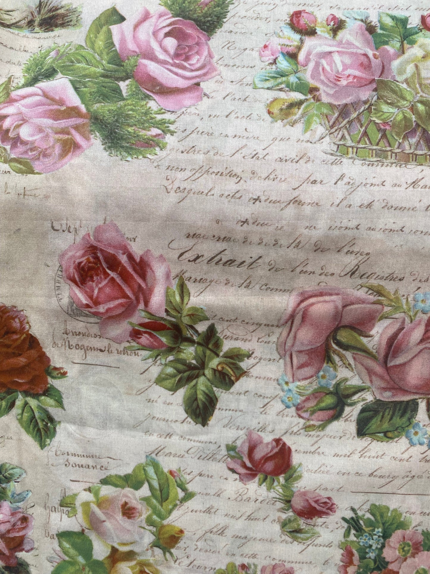 Paper Flowers print. 100 % cotton for quilters and sewers. Vintage floral