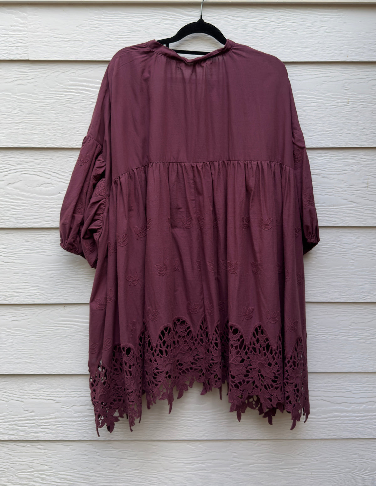 French lace smock. Wine