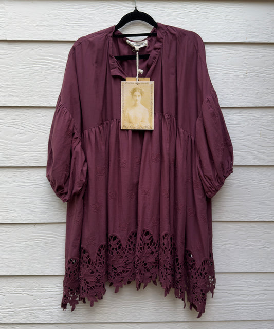 French lace smock. Wine