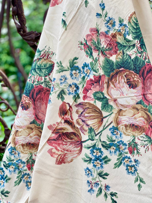 Poetry of Flowers fabric Collection. Heritage Rose Bouquet.