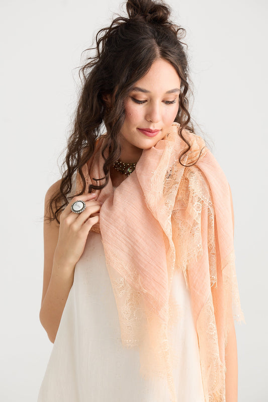 Midsummer`s Dream scarf. Peach Rose