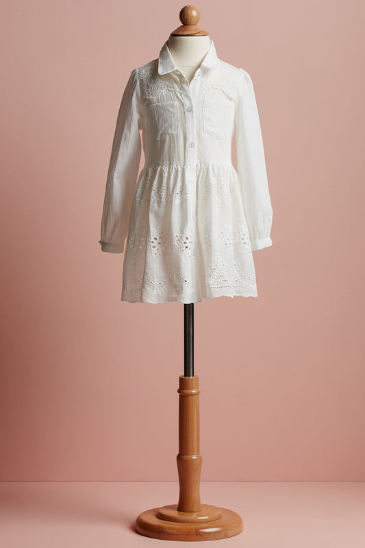 Lucille Dress. girl`s lace shirt dress.