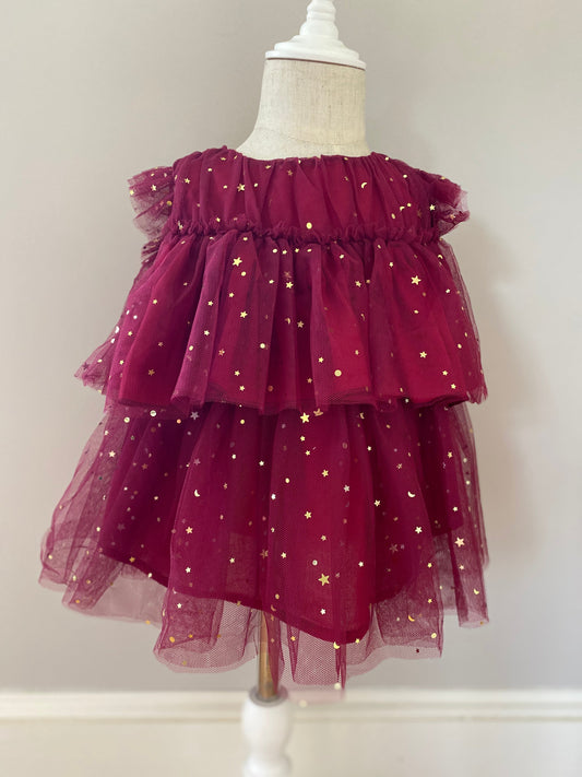 Twinkle Twinkle Little Star baby dress with matching bloomers. Cherry Red