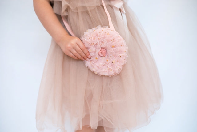 Tulle Ruffle Bags.  Cream & Pink