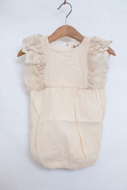 Rosebud Baby Romper. Cream