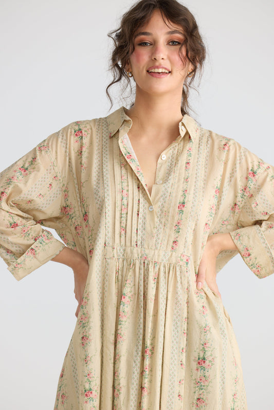 Annabella long shirt. French Floral