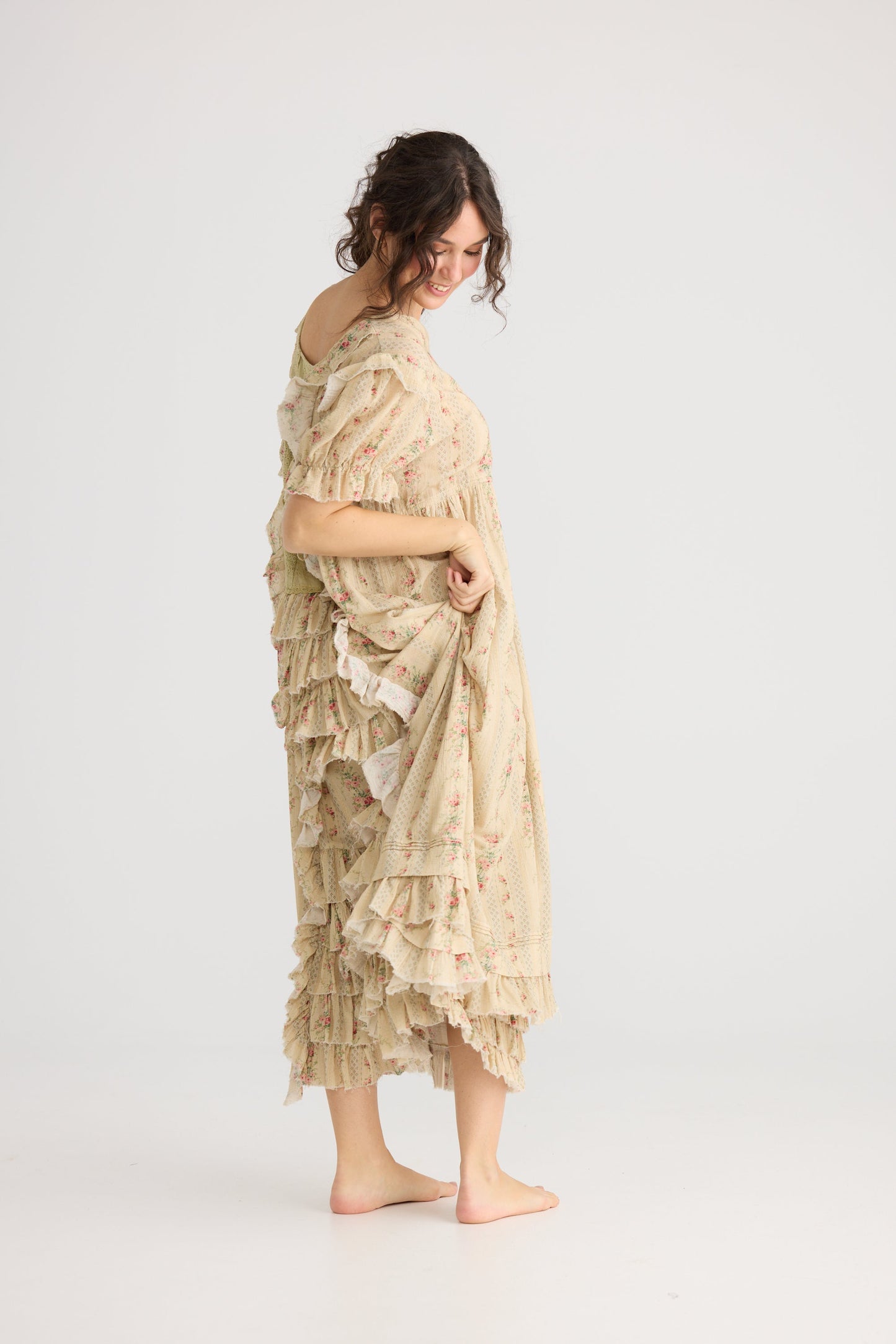 Emmeline Empire line ruffled vintage french floral dress,