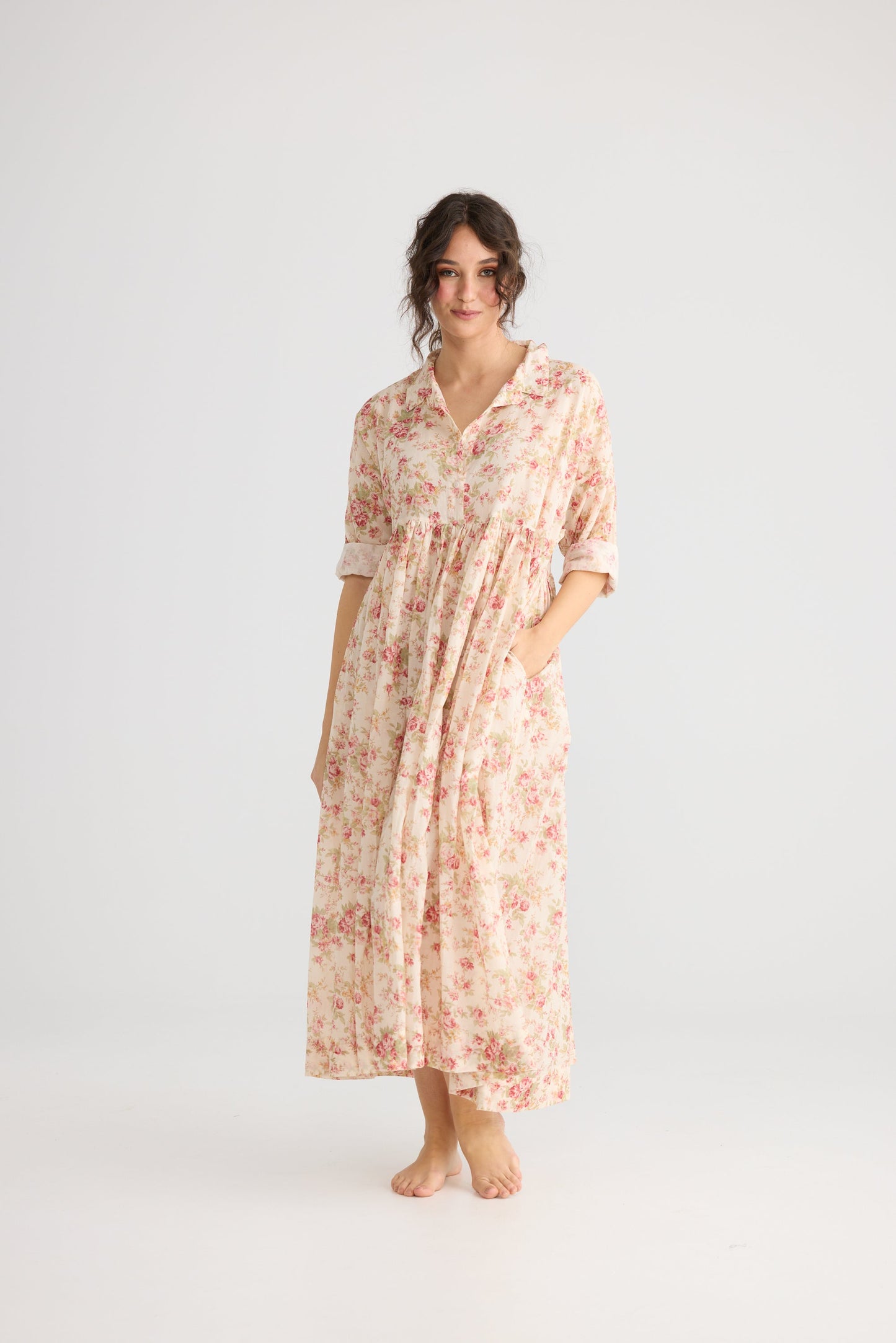 Meadowlark Dress coat. Vintage Floral ... Cream