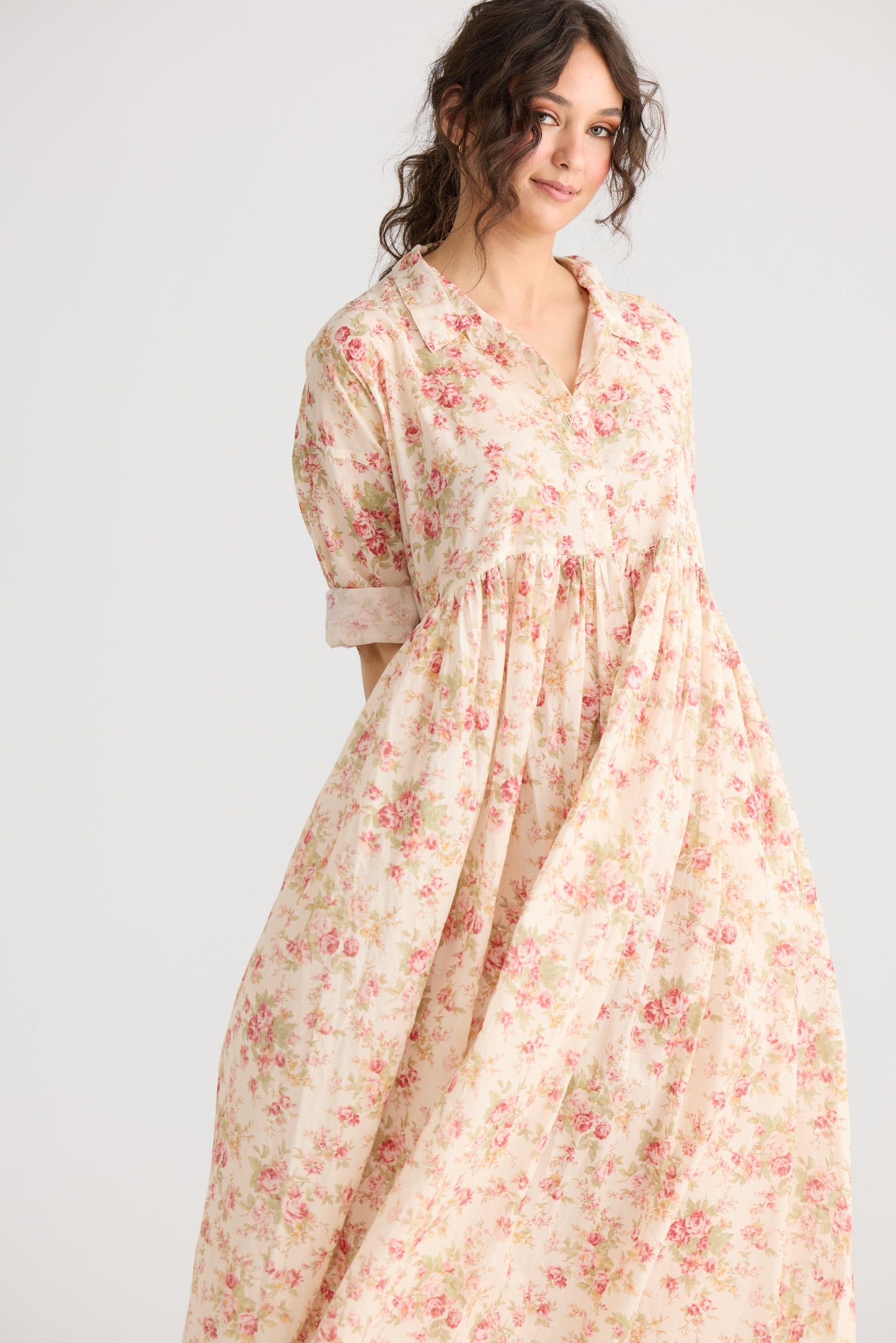Meadowlark Dress coat. Vintage Floral ... Cream