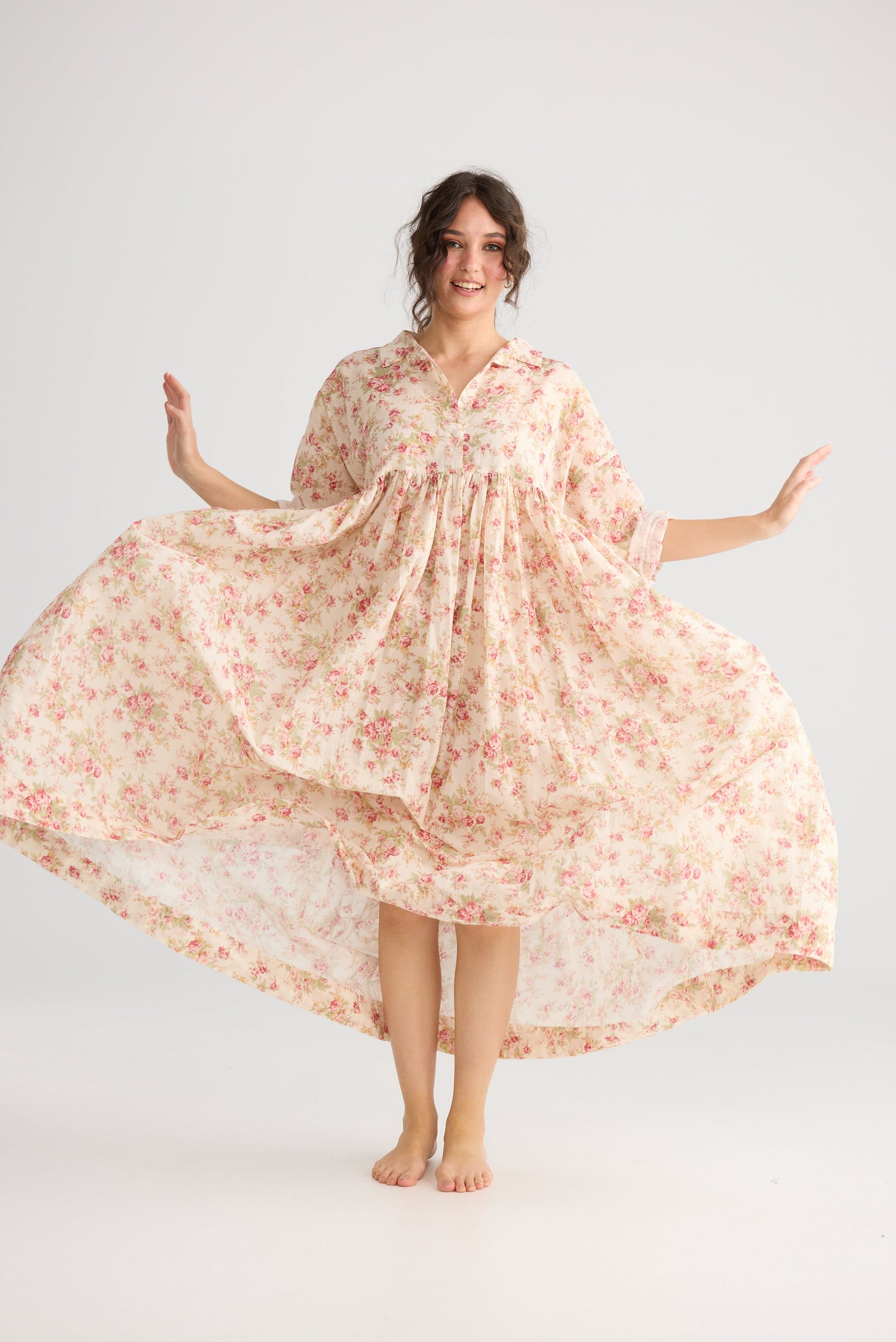Meadowlark Dress coat. Vintage Floral ... Cream