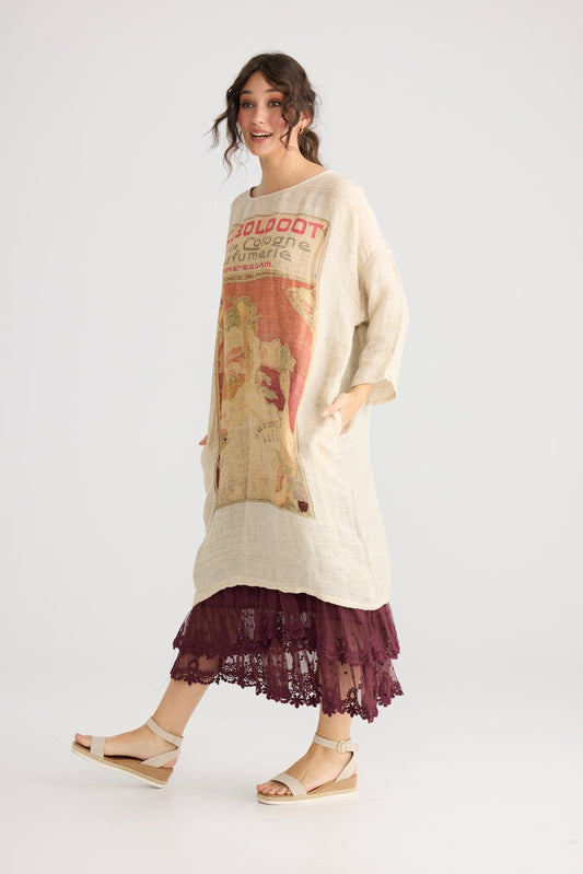 Isolde Linen dress. Tangerine
