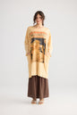 Layla cotton Tshirt Art Nouveau dress. Indigo Blue.