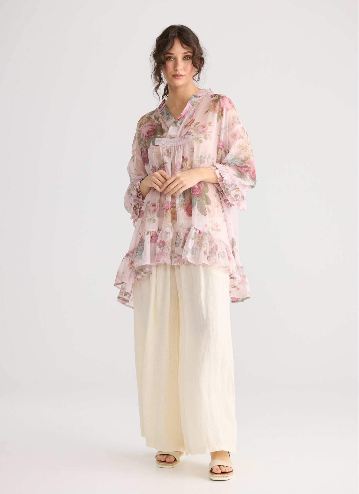 Juliette Chiffon floral top. Tearose