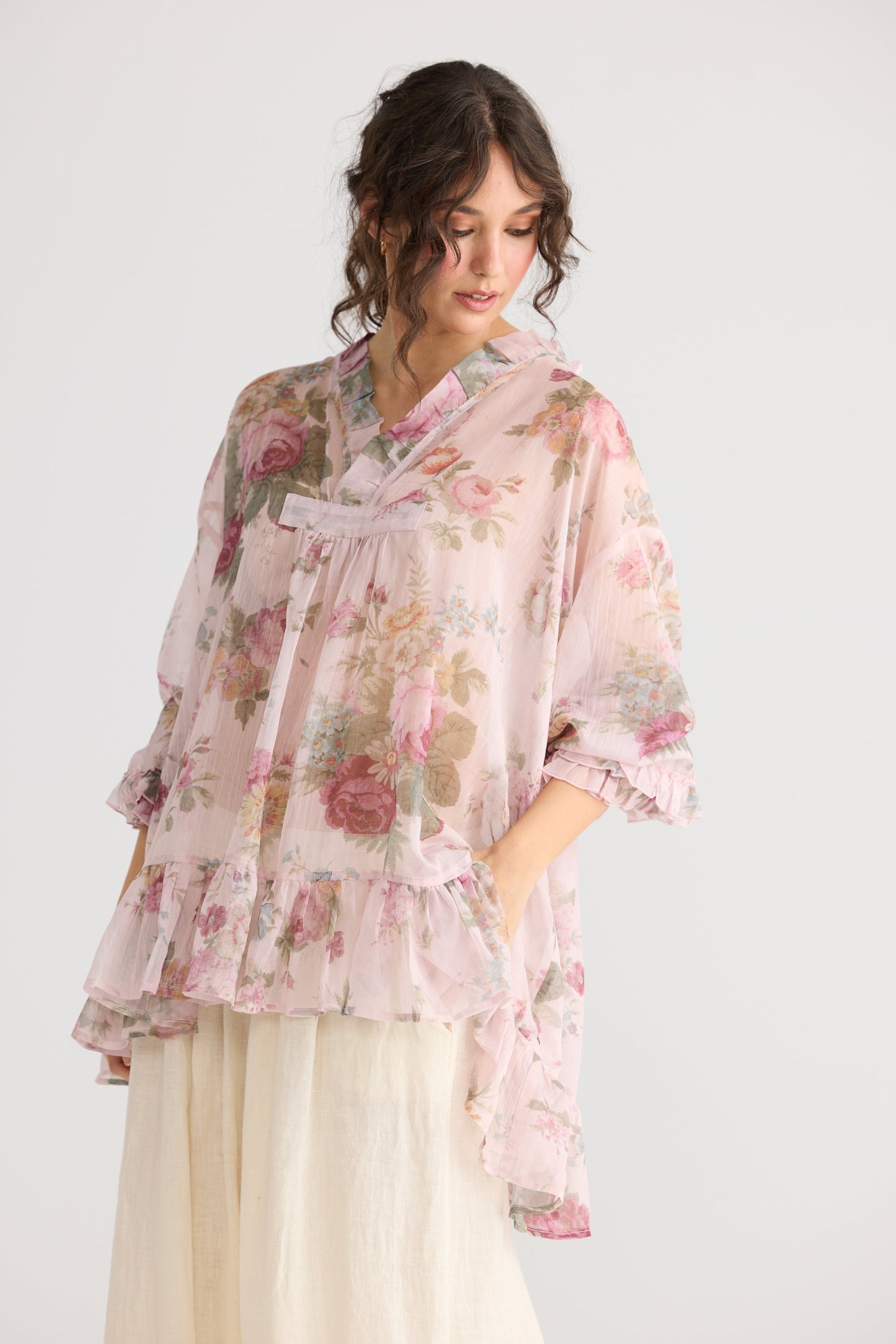 Juliette Chiffon floral top. Tearose