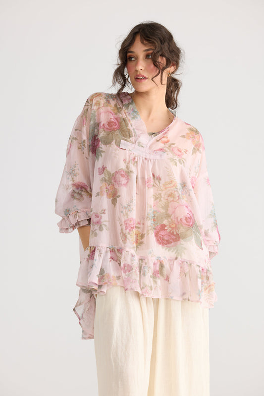 Juliette Chiffon floral top. Tearose