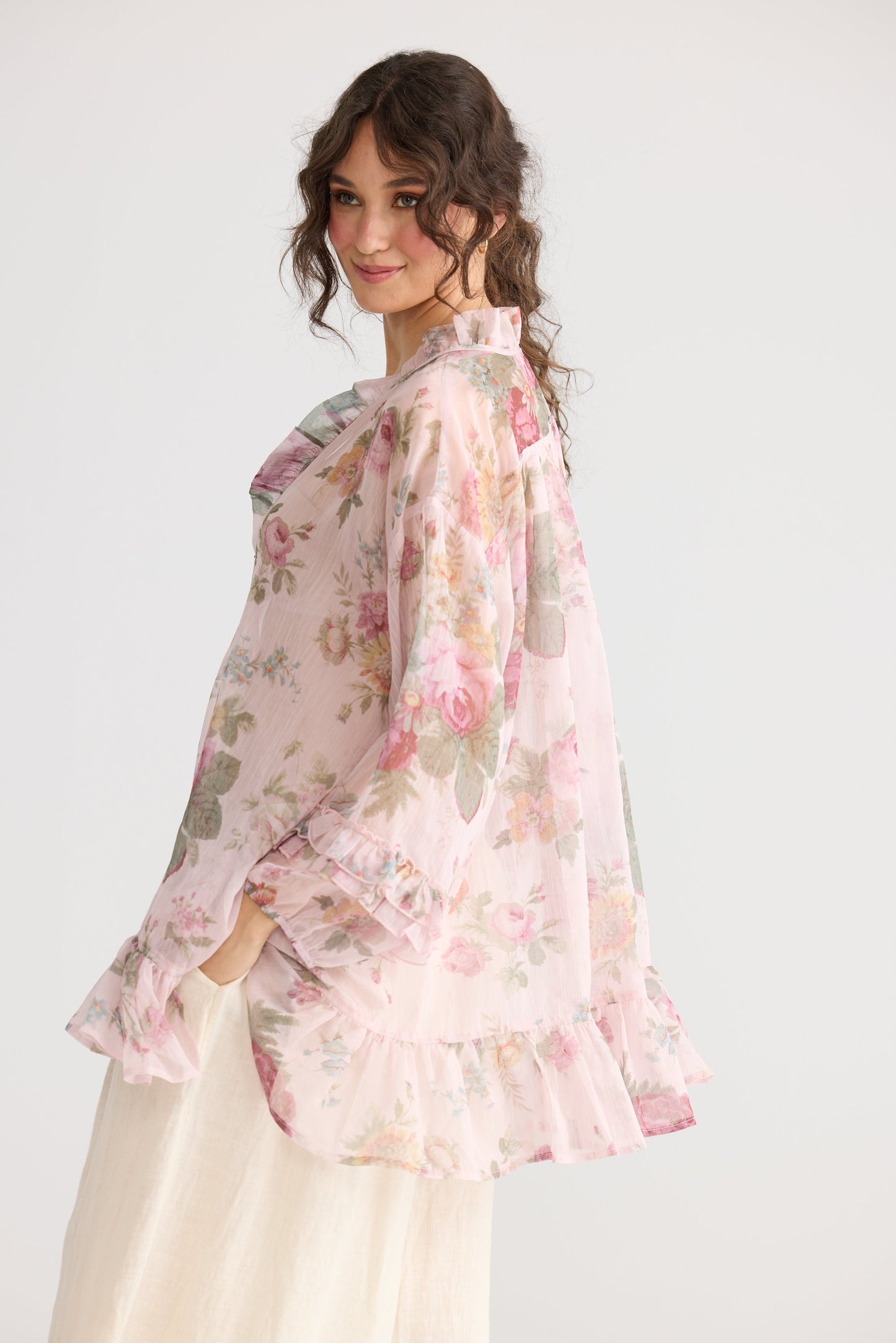 Juliette Chiffon floral top. Tearose