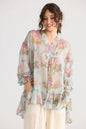 Juliette chiffon floral top. Blue Rose