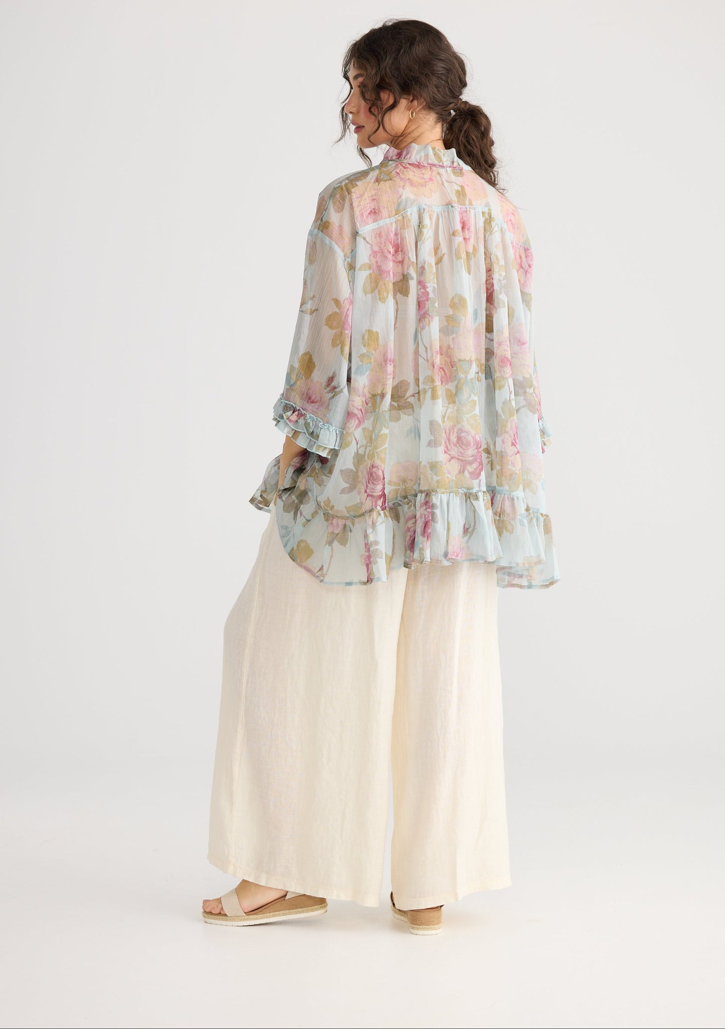 Juliette chiffon floral top. Blue Rose