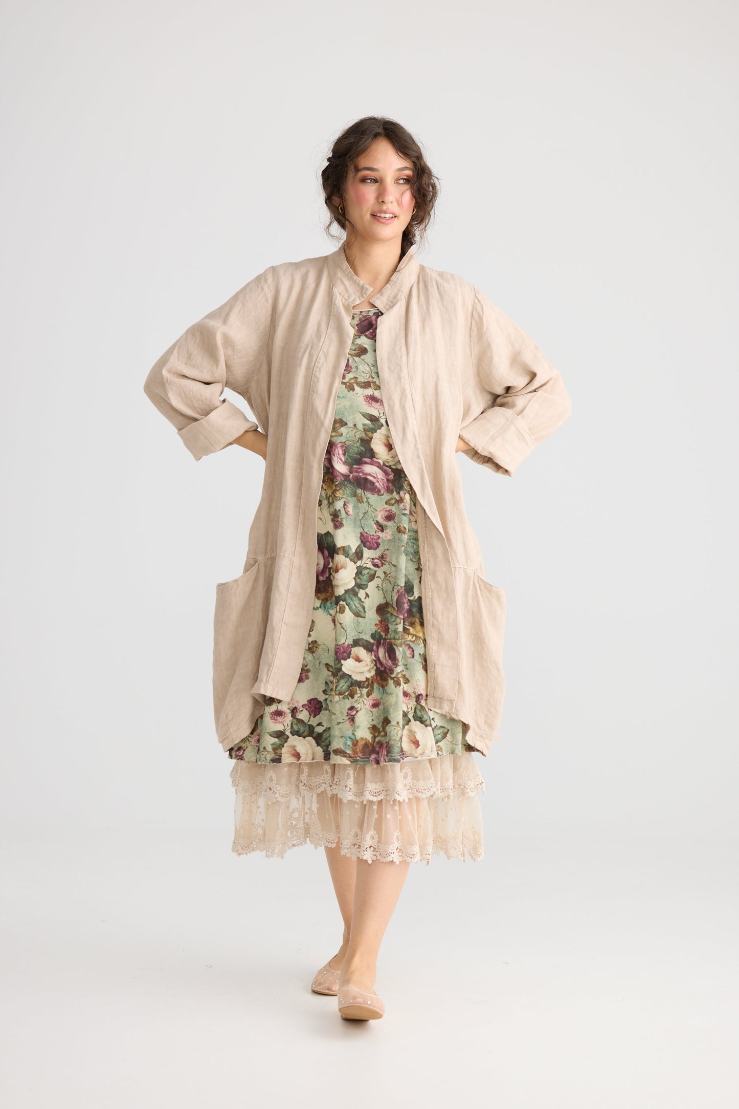 Harper Lee Linen jacket. Ballerina Pink