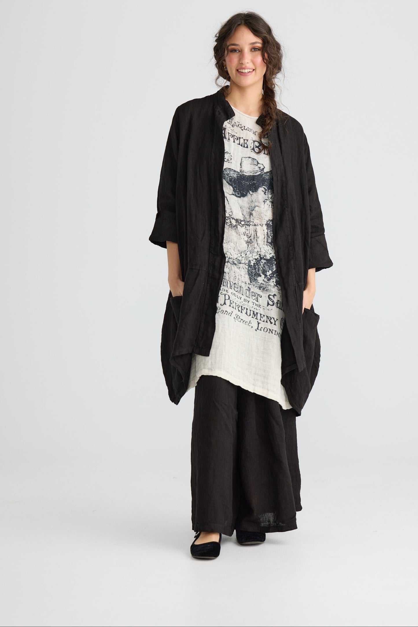 Harper-Lee Linen jacket. Ebony