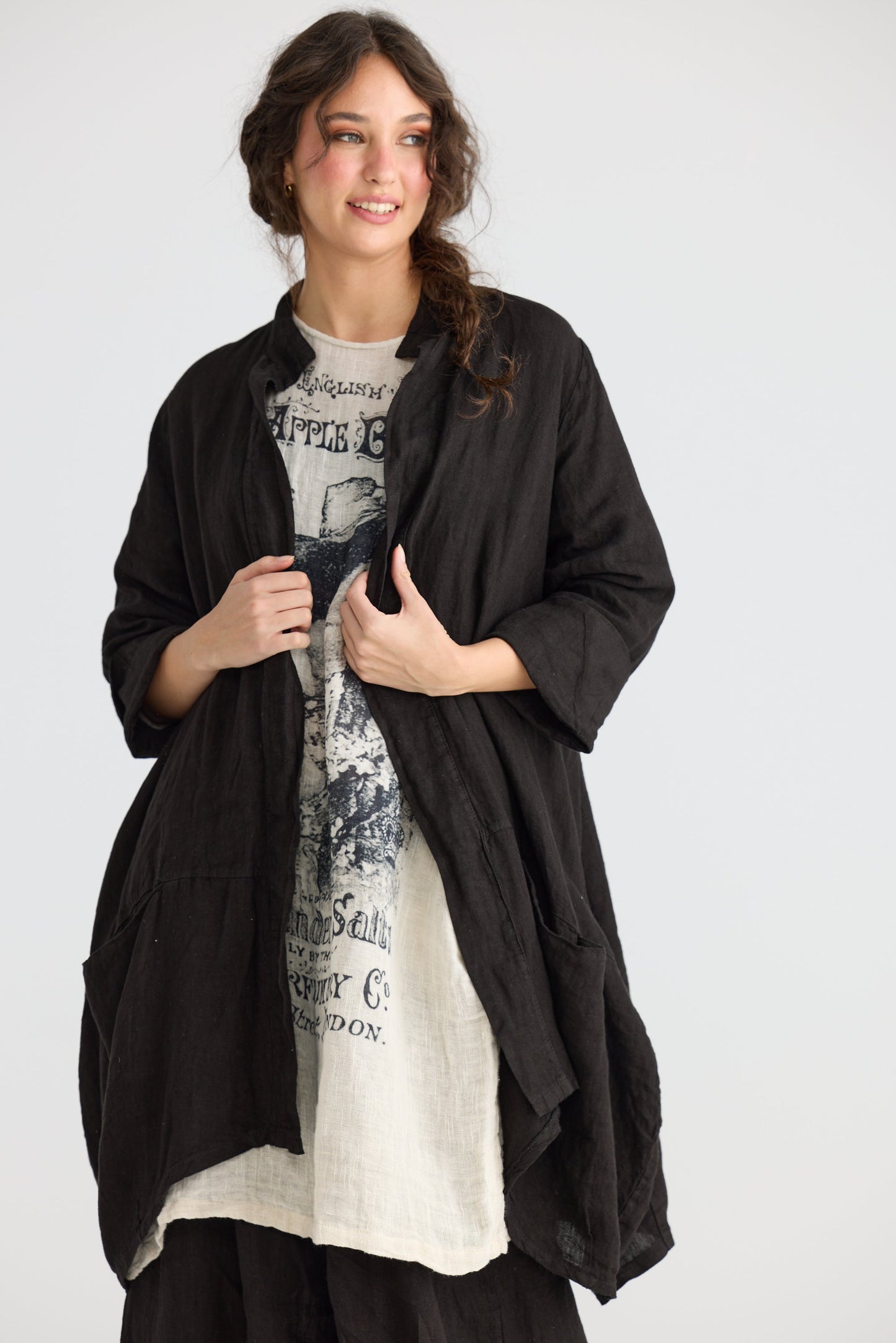 Harper-Lee Linen jacket. Ebony