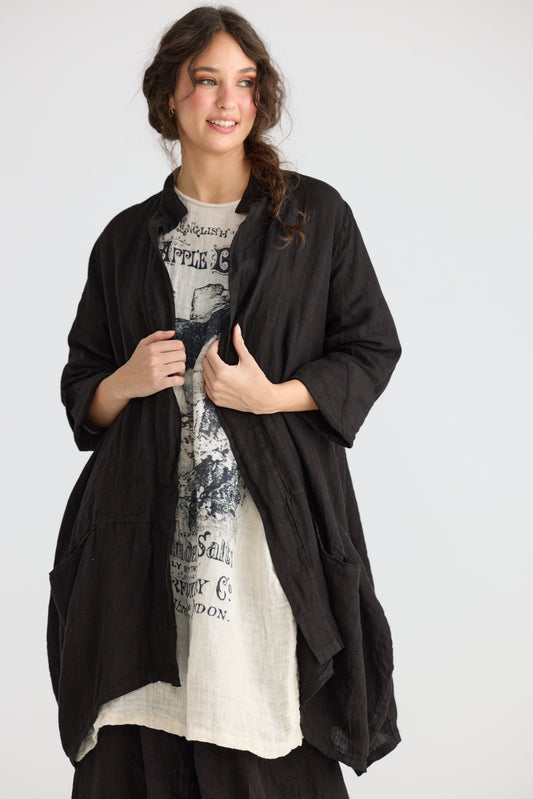 Harper-Lee Linen jacket. Ebony