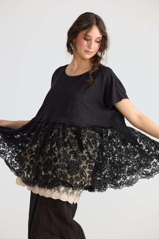 Lillibelle lace top. Ebony