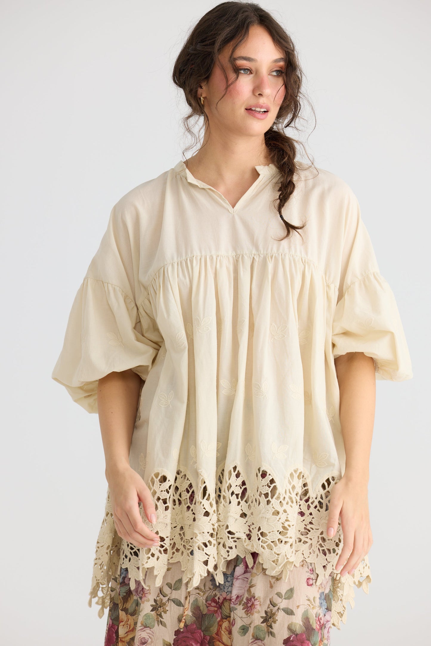 French lace smock. Wine