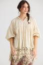French lace smock. Stone
