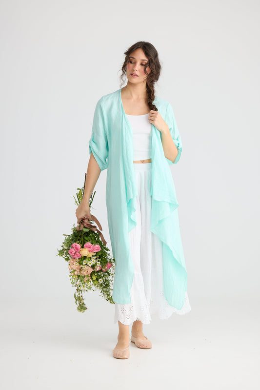 Sabine Linen  Duster coat. Mint