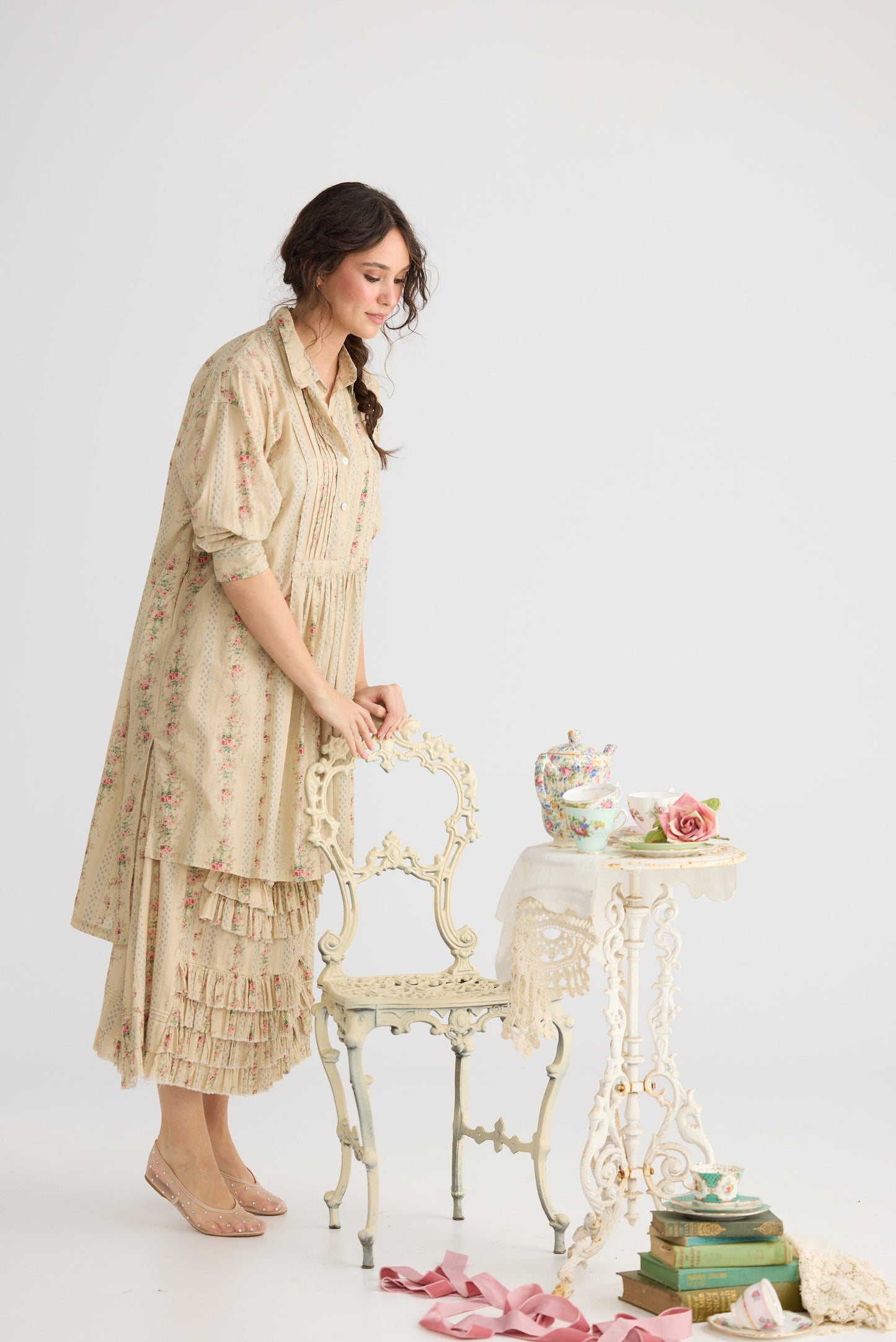 Annabella long shirt. French Floral