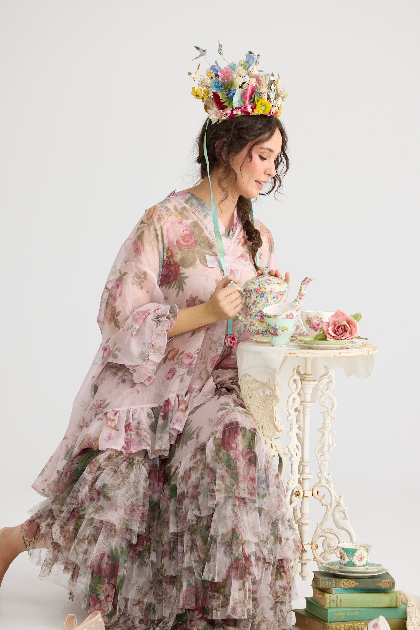 Juliette Chiffon floral top. Tearose