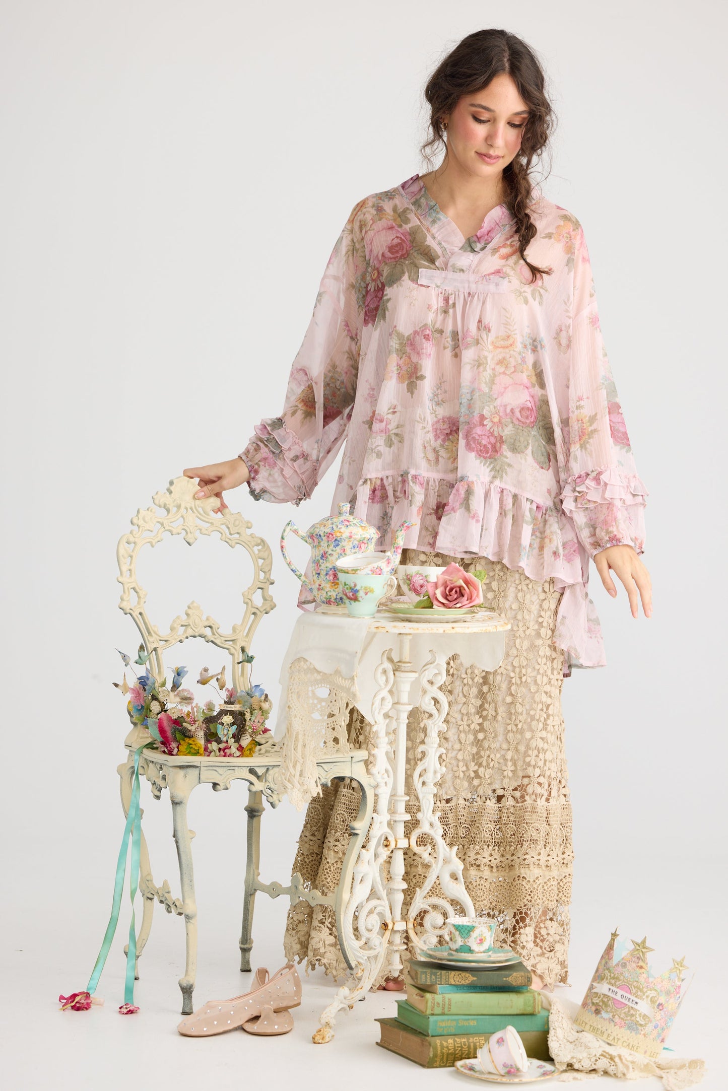 Juliette Chiffon floral top. Tearose