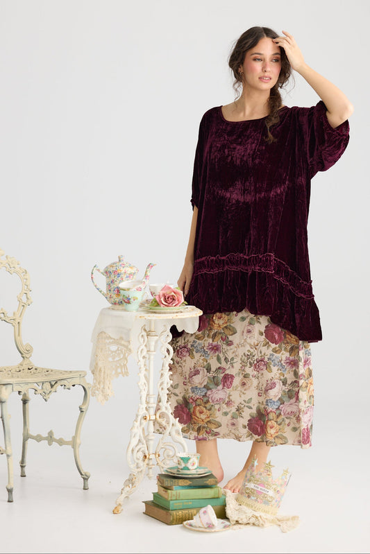 Violette Velvet Dress.   Bordeaux