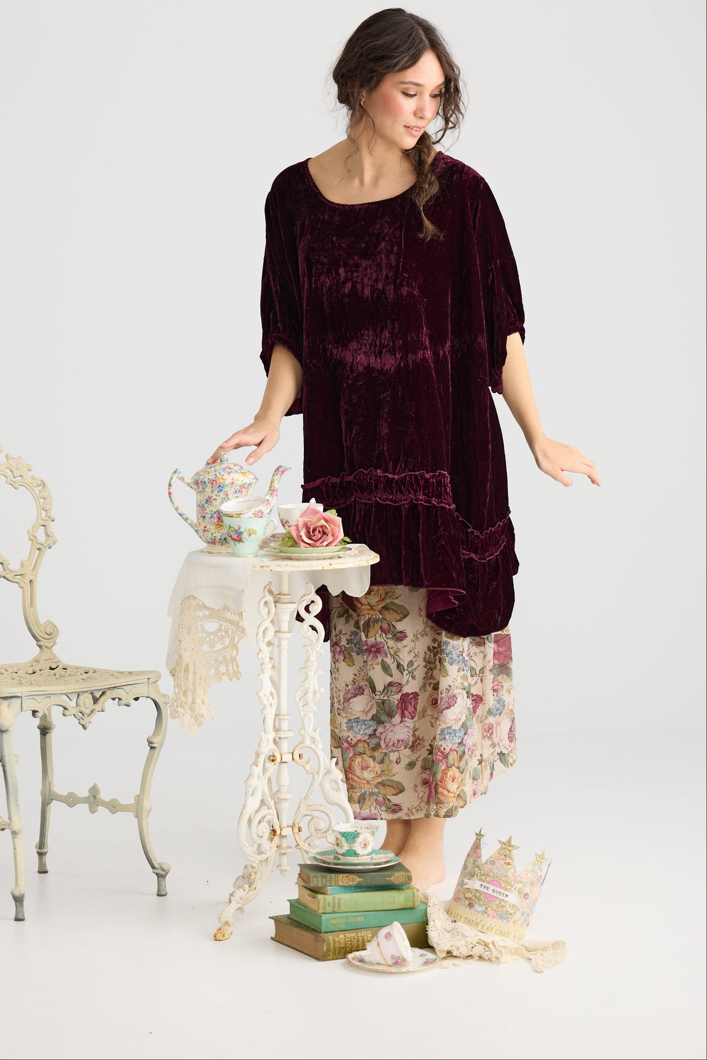 Violette Velvet Dress.   Bordeaux