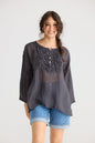 Florian Linen top. Charcoal