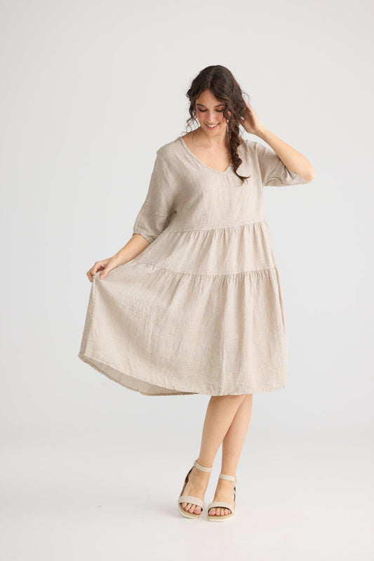 Stella linen dress. Oatmeal